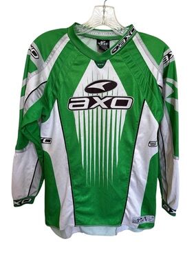 AXO Team Issue Motocross Jersey Green White Long Sleeve Racing MX Size Large